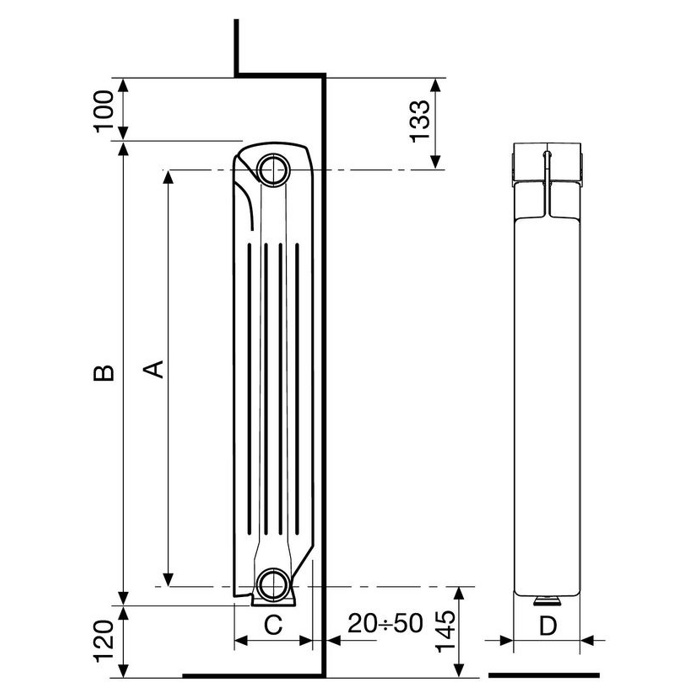 Радиатор биметаллический Fondital BM ALUSTAL 500/100 (V90103408)(8 секций) фото-6